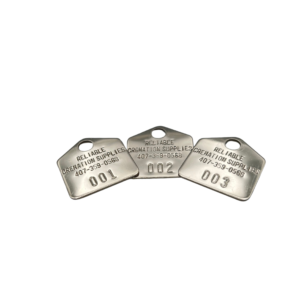 Cremation ID Tags, Pentagon, 1.25", Type 304, 18 Gauge
